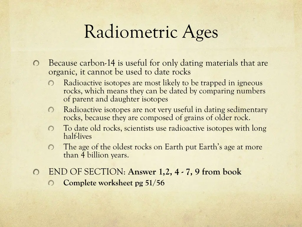 radiometric ages 1