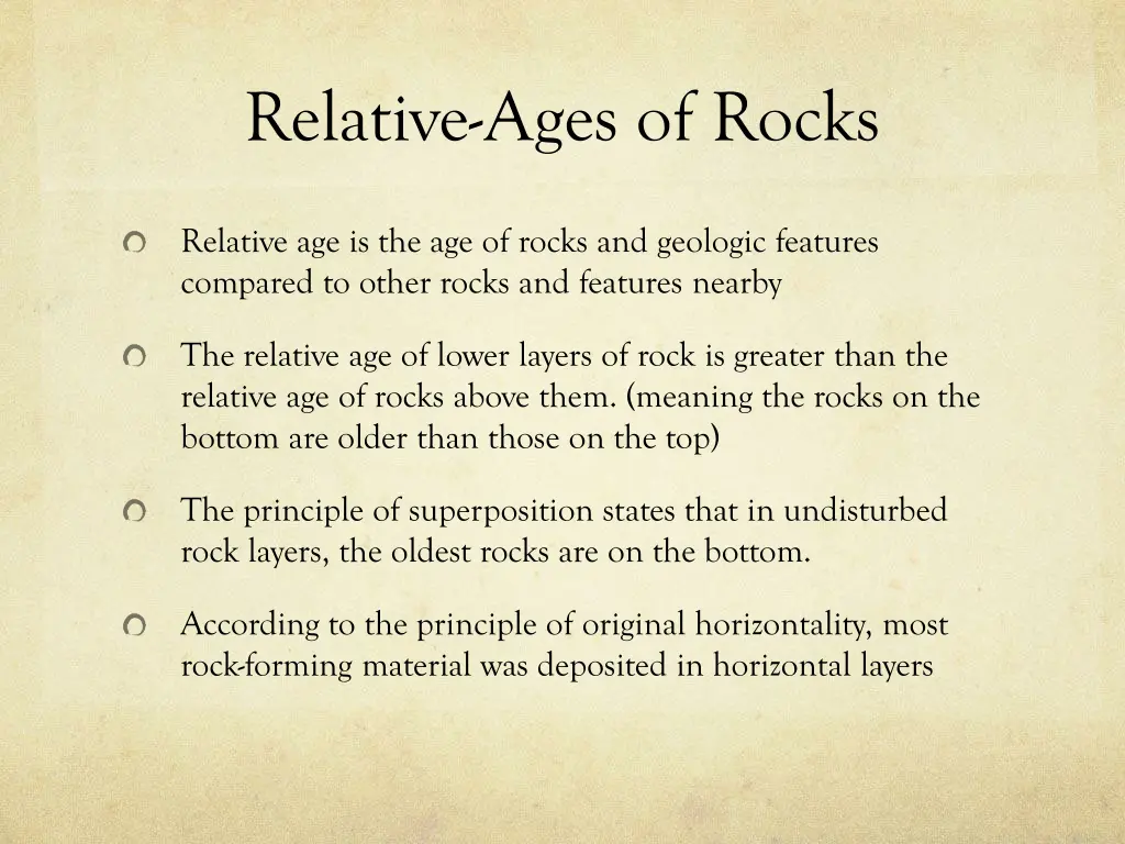 relative ages of rocks