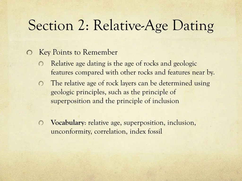 section 2 relative age dating