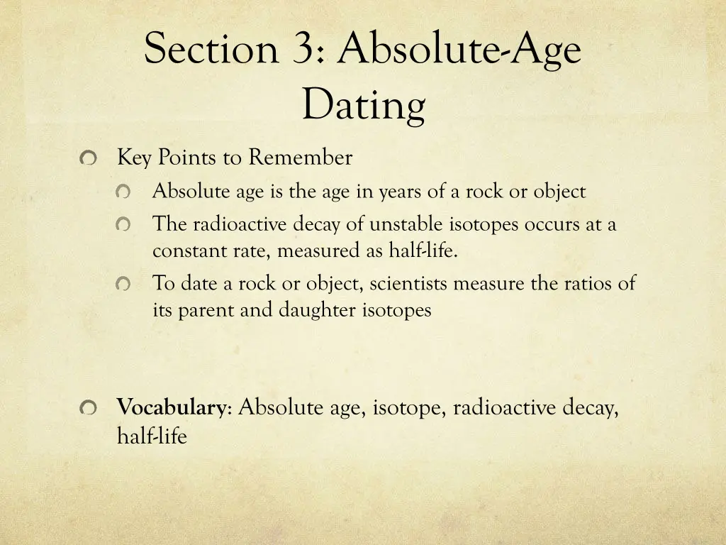 section 3 absolute age dating