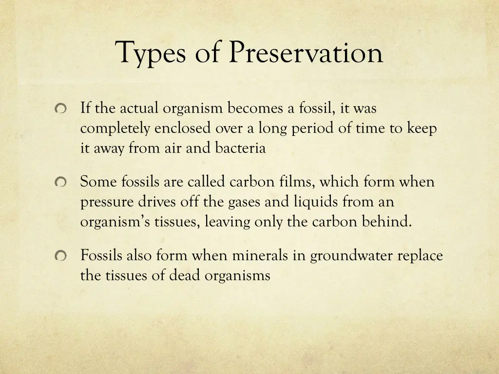 types of preservation