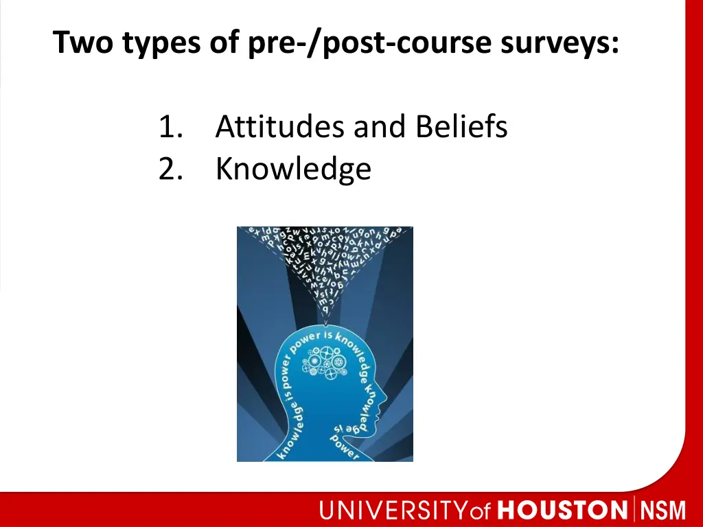 two types of pre post course surveys