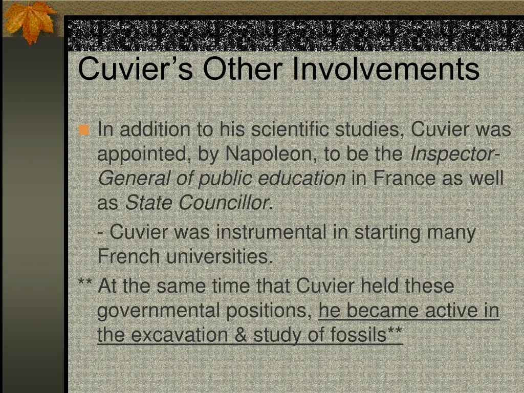 cuvier s other involvements