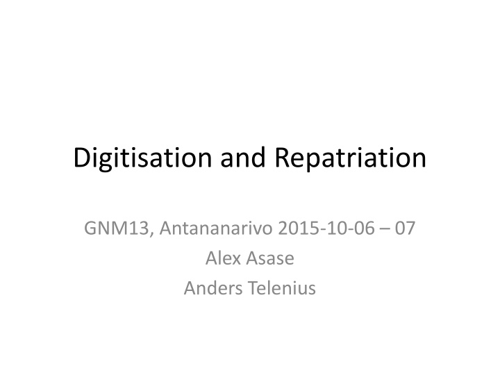 digitisation and repatriation