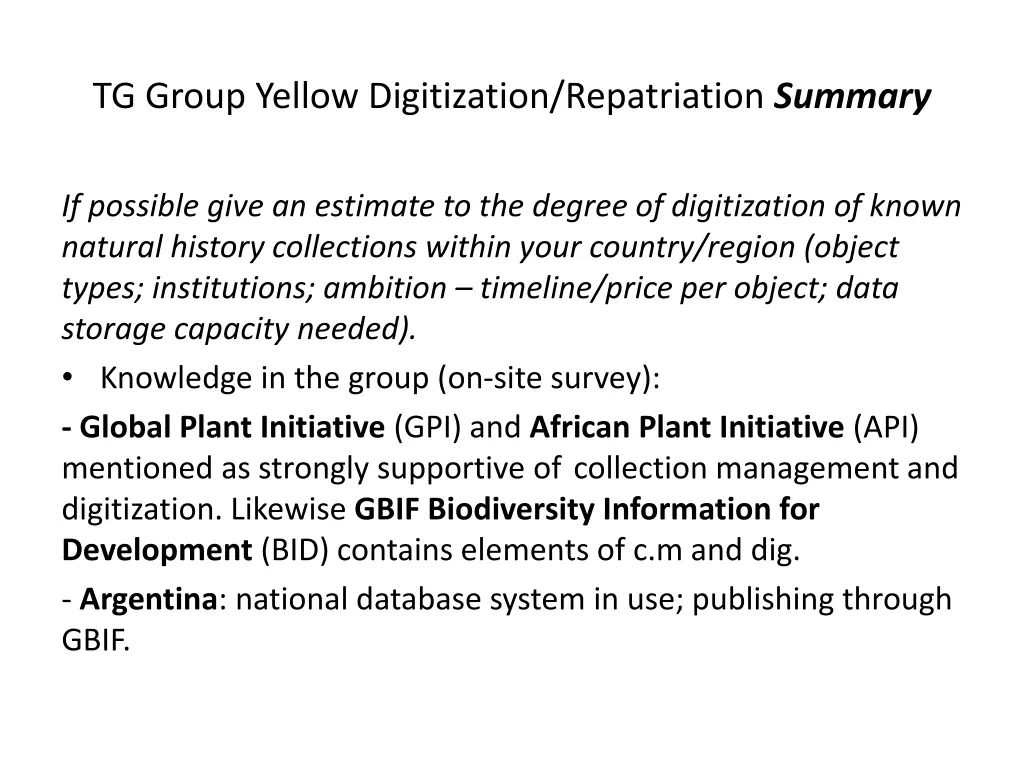 tg group yellow digitization repatriation summary 1