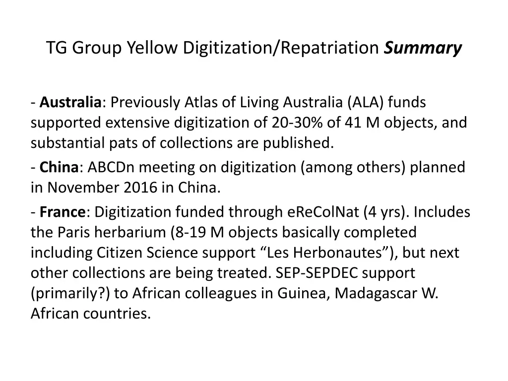 tg group yellow digitization repatriation summary 2