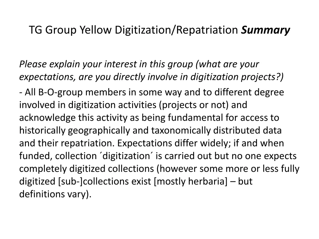 tg group yellow digitization repatriation summary