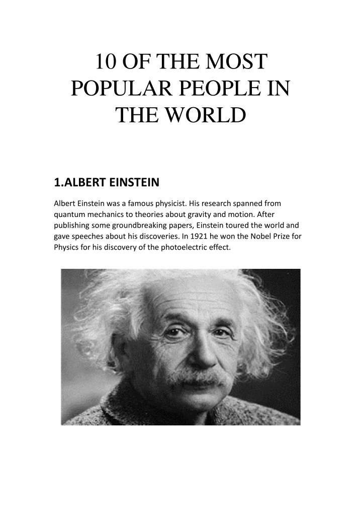 10 of the most popular people in the world