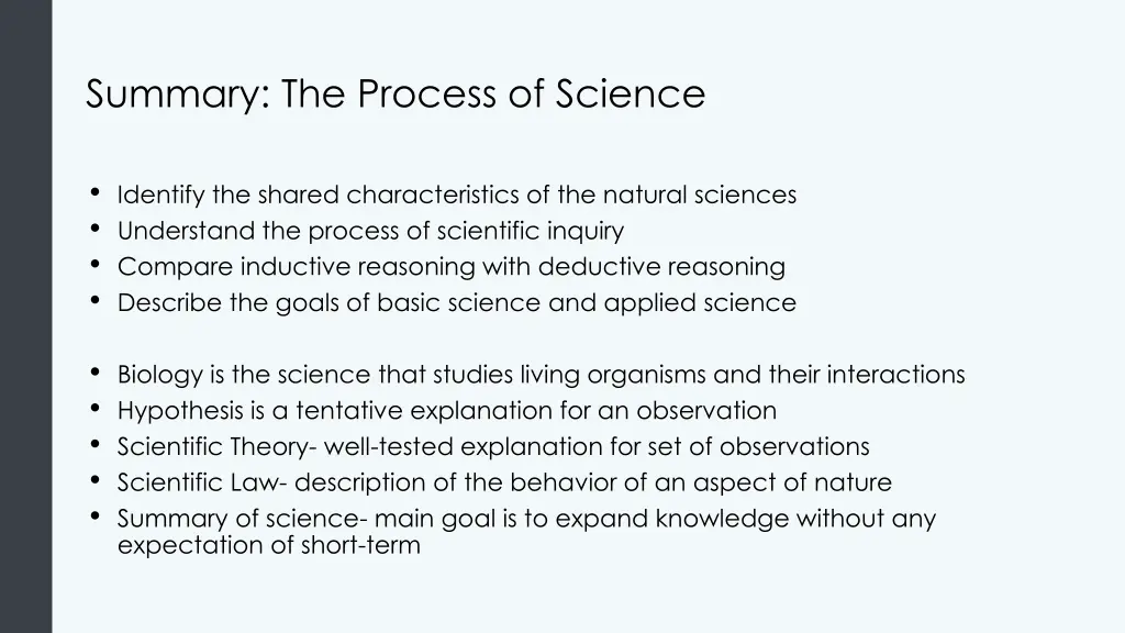 summary the process of science