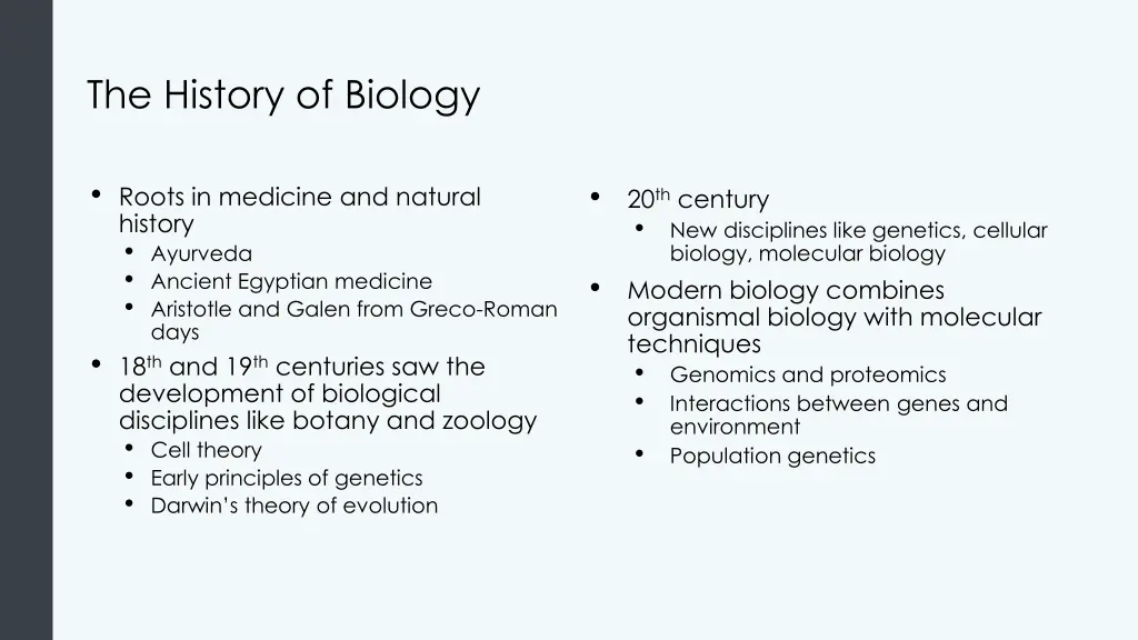 the history of biology