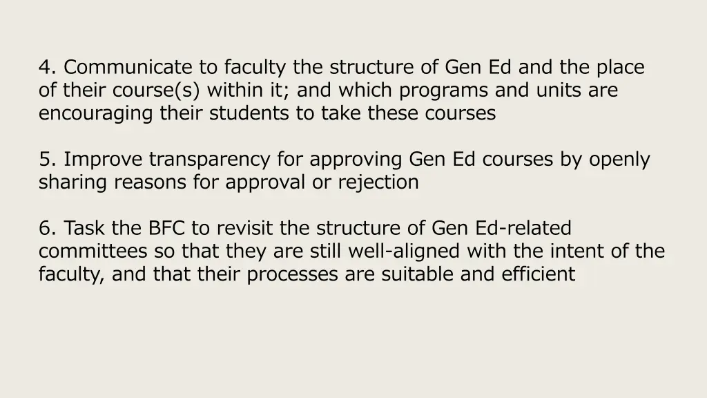 4 communicate to faculty the structure