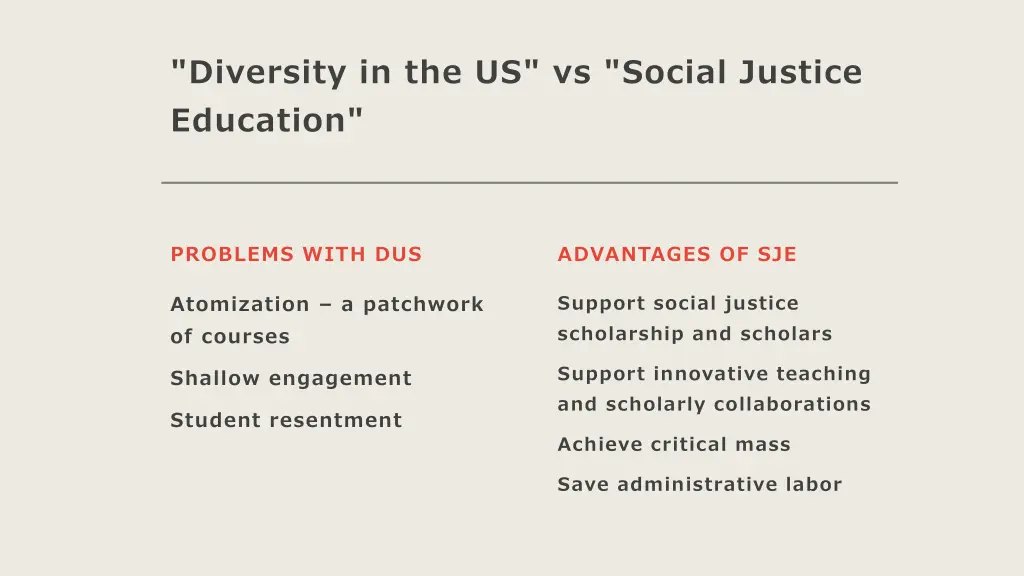 diversity in the us vs social justice education