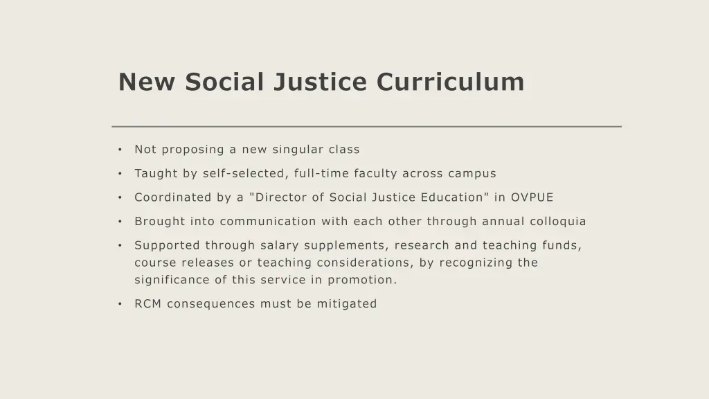 new social justice curriculum