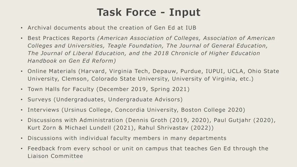 task force input