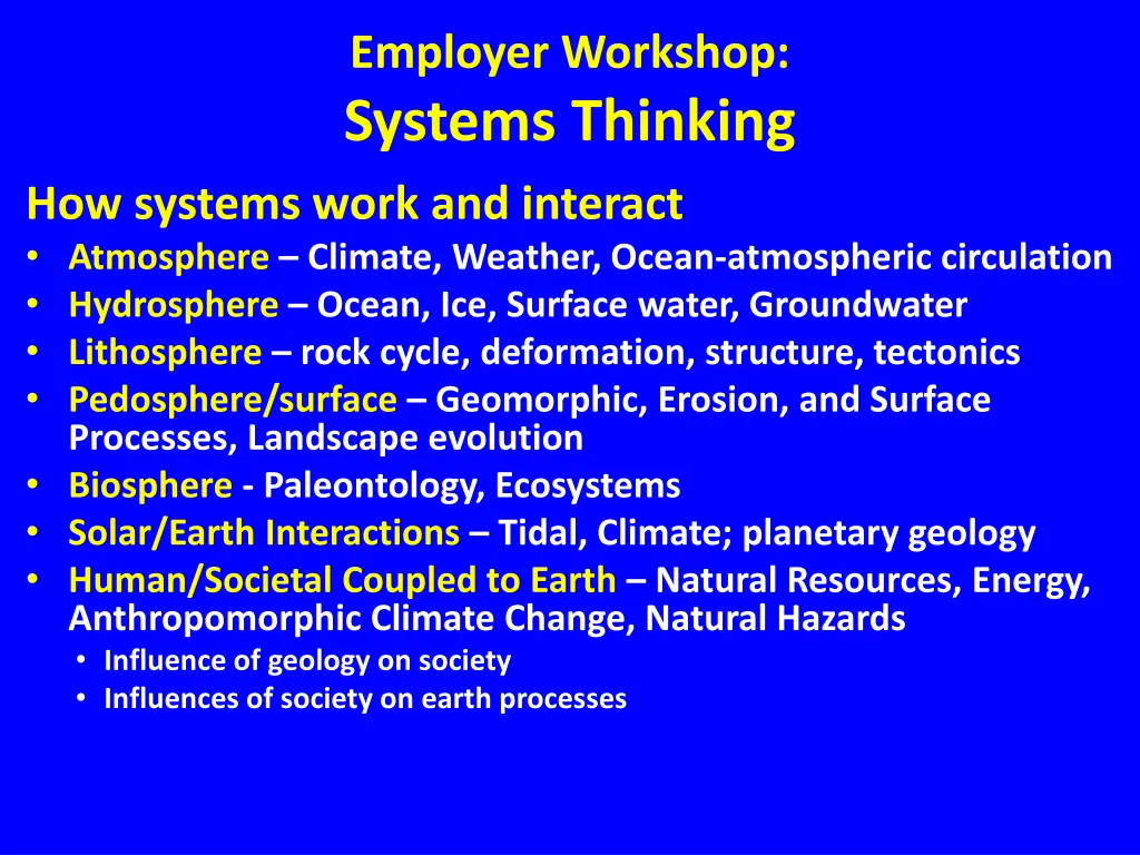 employer workshop systems thinking