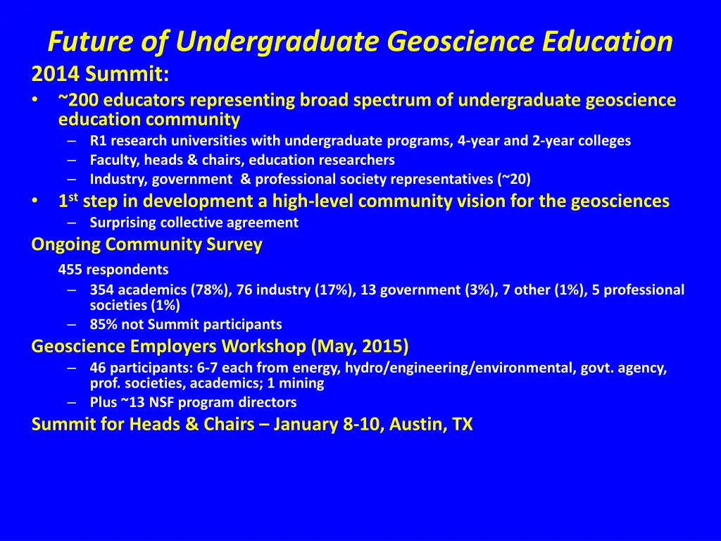 future of undergraduate geoscience education 2014