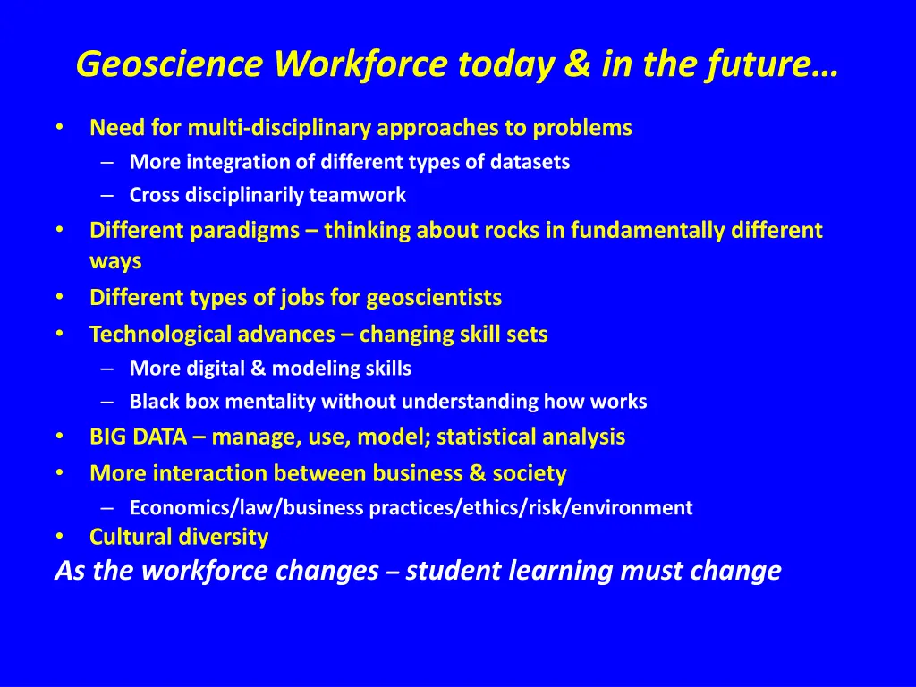 geoscience workforce today in the future