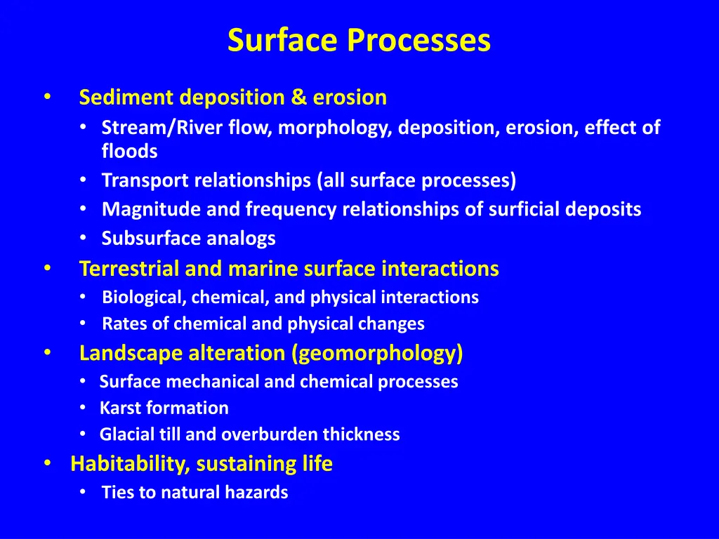 surface processes