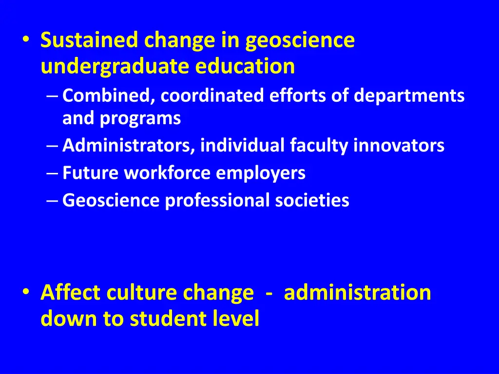 sustained change in geoscience undergraduate