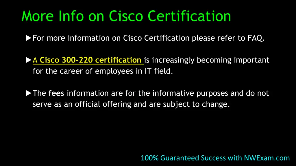 more info on cisco certification