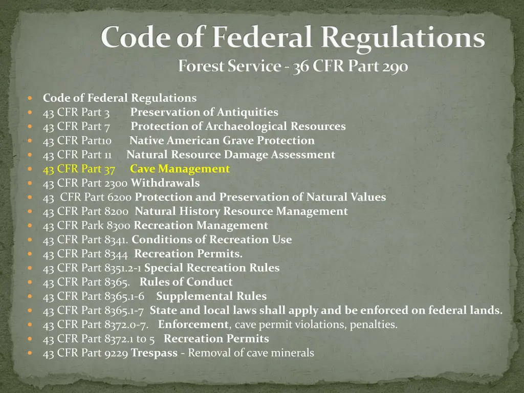 code of federal regulations forest service