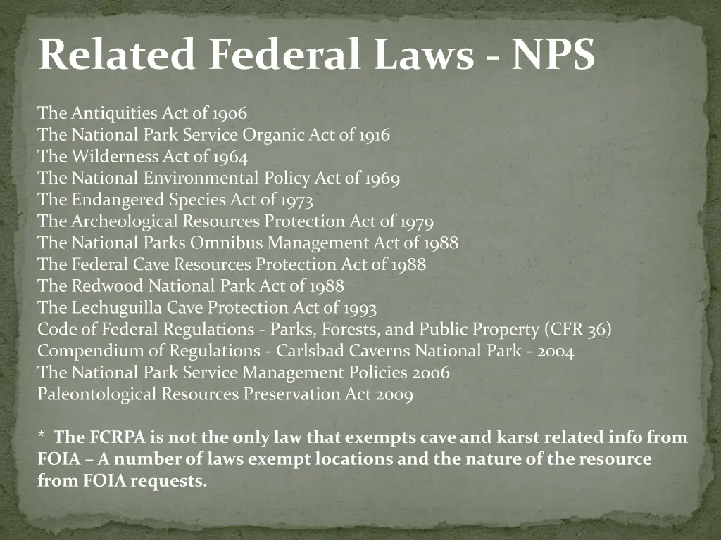 related federal laws nps