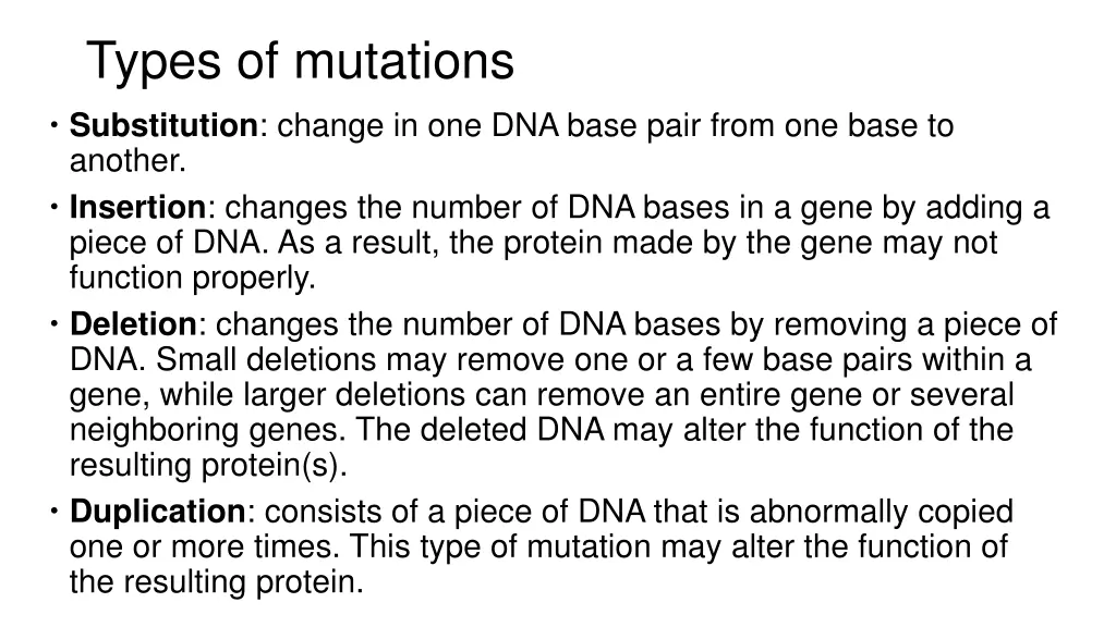 types of mutations substitution change