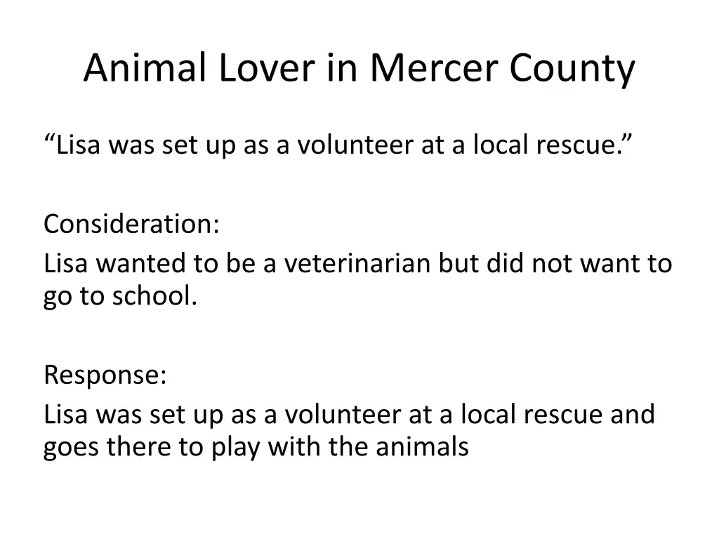 animal lover in mercer county