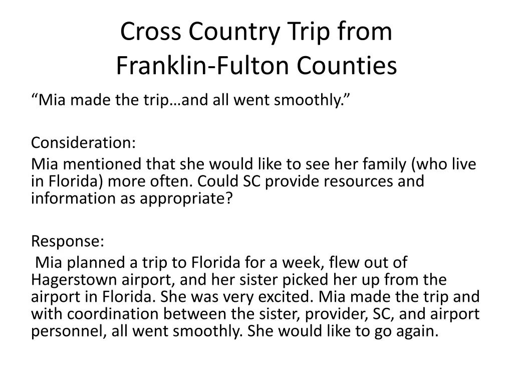 cross country trip from franklin fulton counties