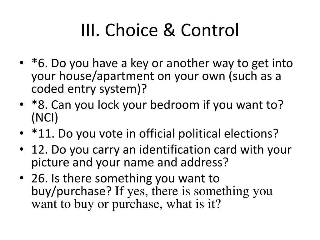 iii choice control