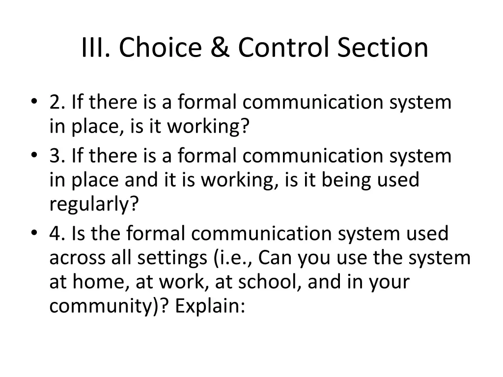 iii choice control section