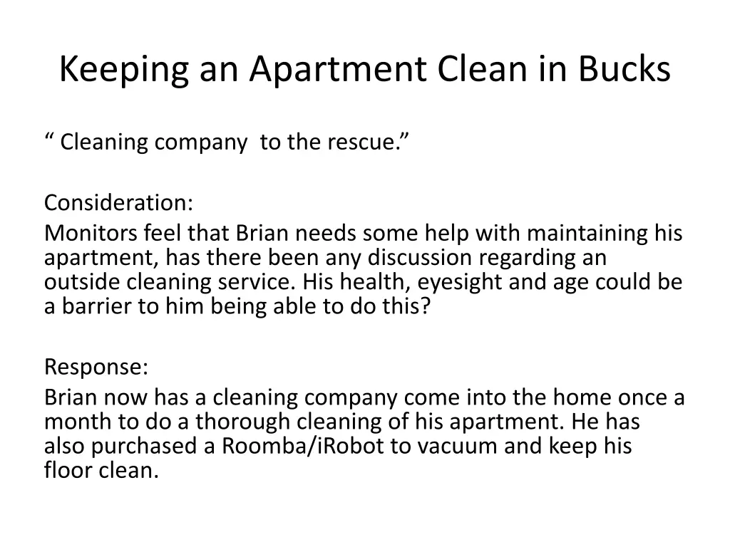 keeping an apartment clean in bucks