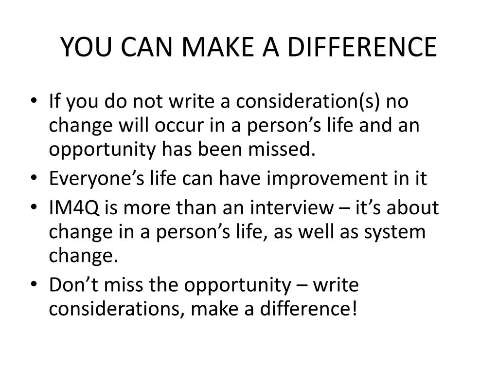 you can make a difference