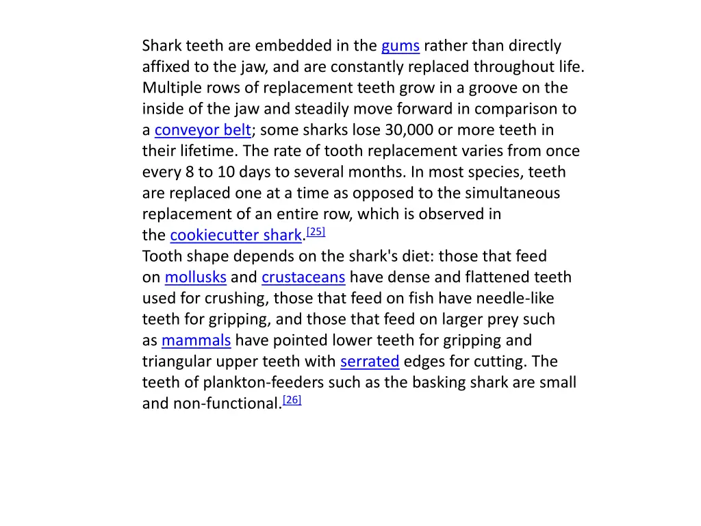 shark teeth are embedded in the gums rather than