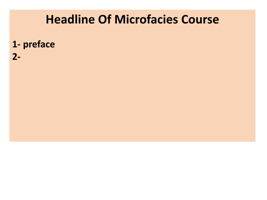 headline of microfacies course