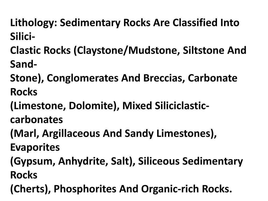 lithology sedimentary rocks are classified into