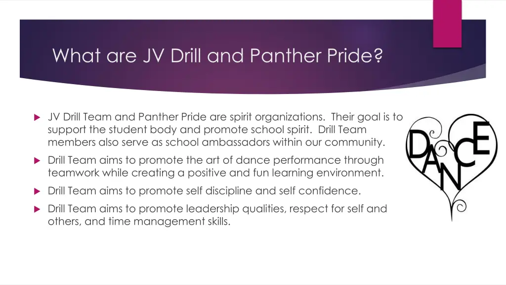 what are jv drill and panther pride