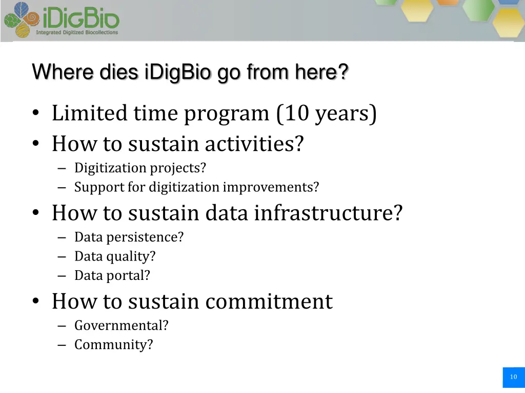 where dies idigbio go from here