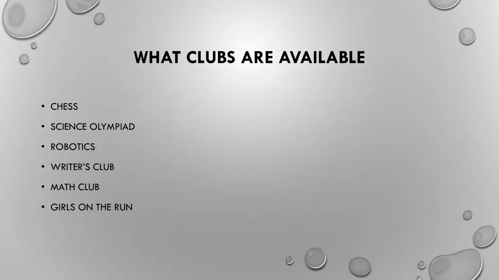 what clubs are available