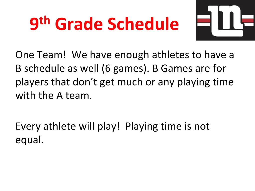 9 th grade schedule