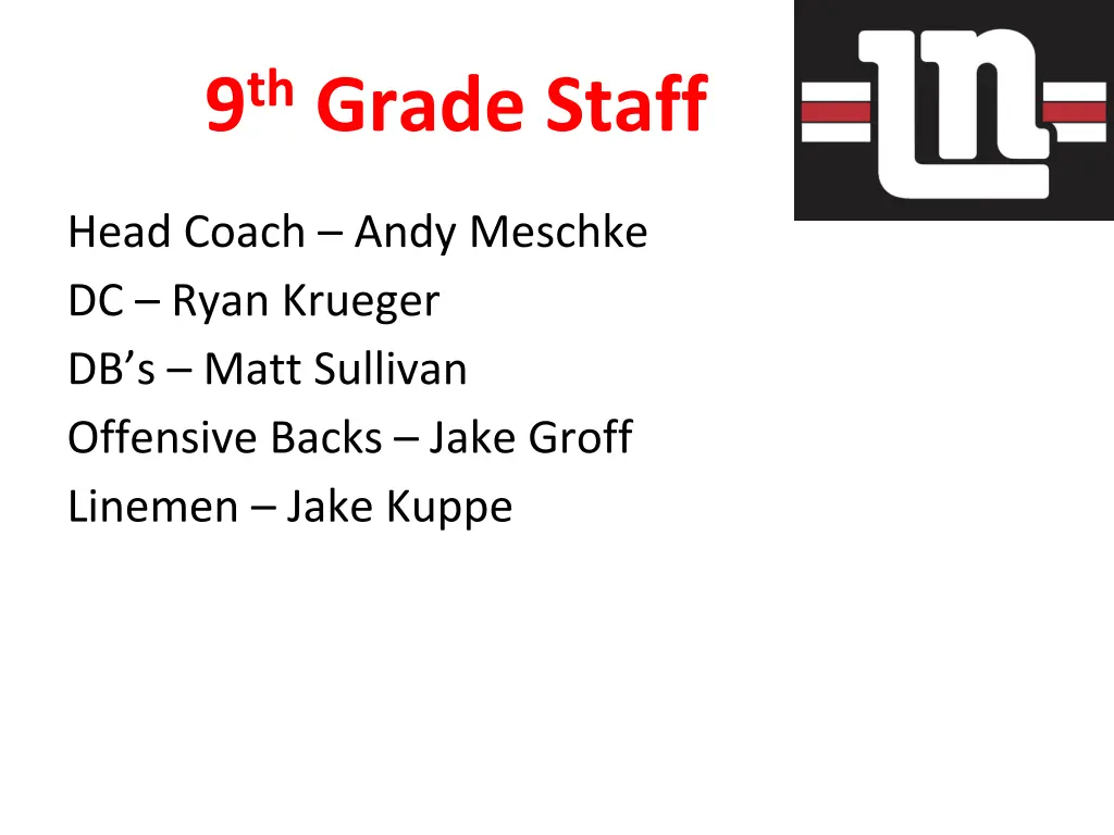 9 th grade staff