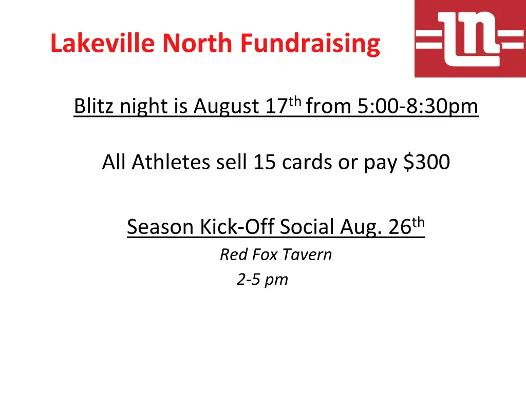 lakeville north fundraising