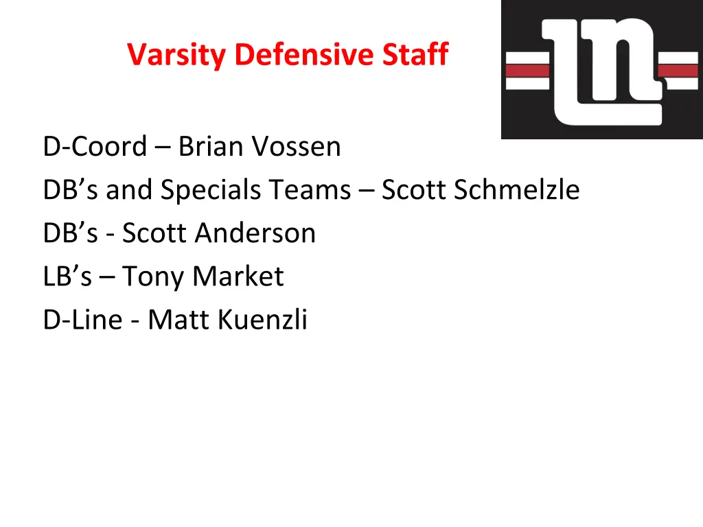 varsity defensive staff