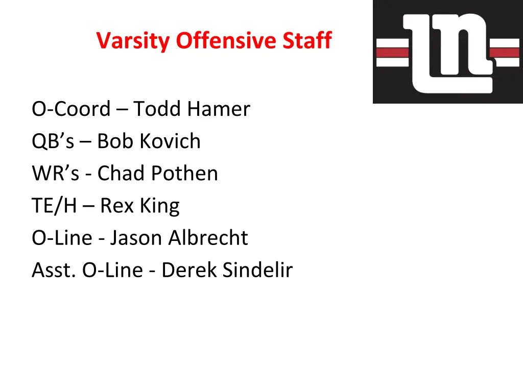 varsity offensive staff