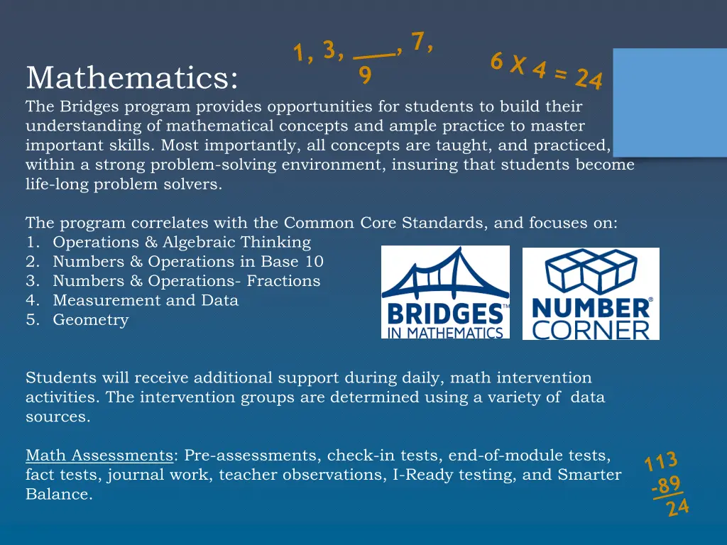 mathematics the bridges program provides