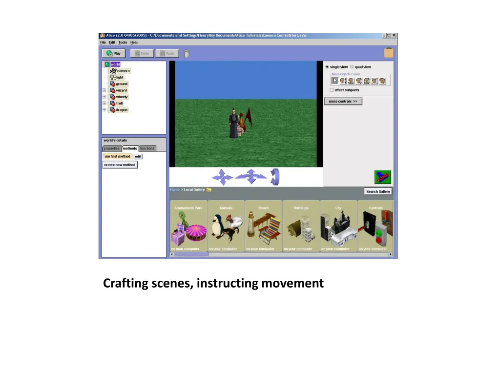 crafting scenes instructing movement