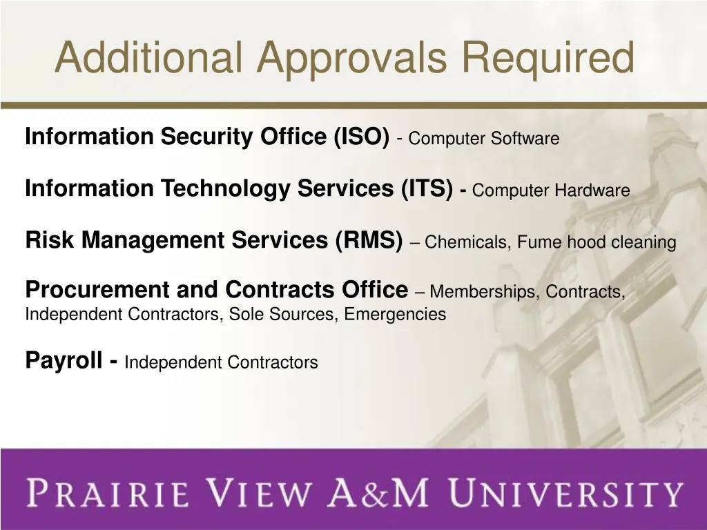 additional approvals required