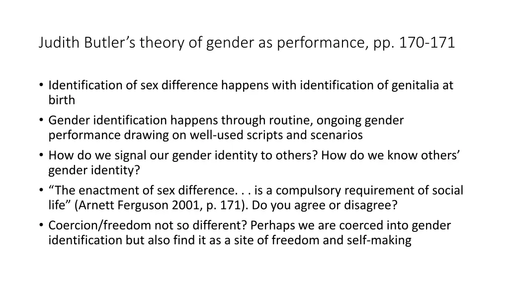 judith butler s theory of gender as performance