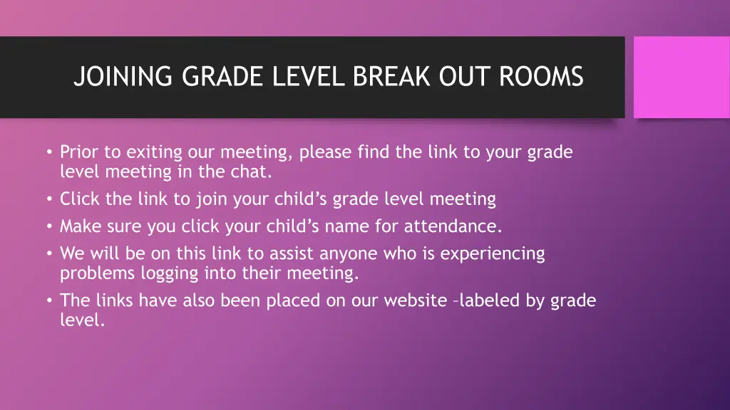 joining grade level break out rooms