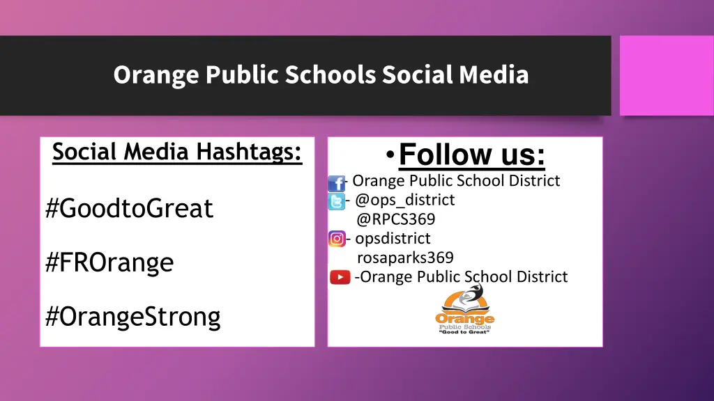 orange public schools social media